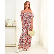 Resti Red and black womens maxi dress with floral print - Clothing