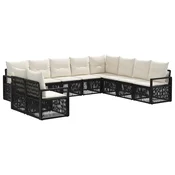 Sjedeca garnitura za vrt 10 pcs Crna poliratan
