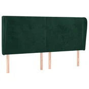Vidaxl Vzglavje z ušesi temno zeleno 183x23x118/128 cm žamet