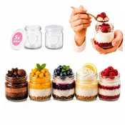 shumee 5x posodica za sladico 100 ml steklen kozarec v obliki srca s pokrovom, jogurt za sladico