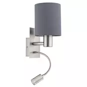 Eglo Pasteri zidna/2, e27, led 3,5w, nikl-mat, siva