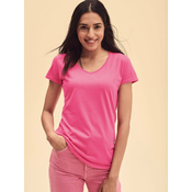 Różowa koszulka damska Iconic Vneck Fruit of the Loom