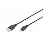 USB 2.0 connection kabel, type  A - mini B (5pin) M/M, 1.0m, USB 2.0 conform, bl