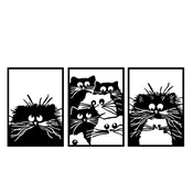 Wallxpert Zidna dekoracija Cats, 50x70cm, 3 komada, Crna