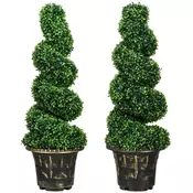Homestar Set umetnih rastlin Spiralni škatla bukev 90 cm zelena