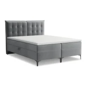 Siva boxspring postelja s prostorom za shranjevanje 180x200 cm Mikana – Makamii