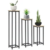 Homestar Komplet stojal za rastline 3-delni 21x21x50 cm 21x21x70 cm 21x21x90 cm Črno rjava