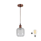 Brilagi - LED viseča svetilka na kablu RETRO GLASS 1xE27/60W/230V premer 14 cm bakrena/bela