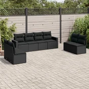 8-dijelni set vrtnih sofa od poliratana s jastucima crni Crna 65.5 x 62 x 69 cm