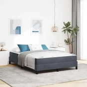 Vidaxl Postelja z vzmetnico z vzmetnico Temno siva 160 x 220 cm blago