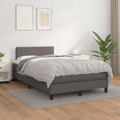 Greatstore Box spring postelja z vzmetnico siv 120x200 cm umetno usnje