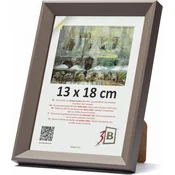 Nikcorp Leseni okvir za slike borov les 13 x 18 cm espresso rjava barva 16 mm letve masiven, mat akrilno steklo MDF zadnja plošča, za fotografije diplome grafike, z obešalom in stojalom, vodoravno in navpično