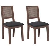Vidaxl Jedilni stoli z blazinami 2 kosa Brown Solid Wood Rubber