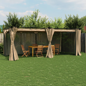 vidaXL Paviljon z zavesami taupe 6x3 m jeklo