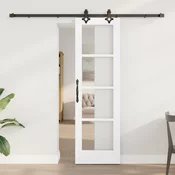 vidaXL Drsna vrata  z kompleti pribora bela 61x198.5 cm masiven les bor
