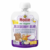 HOLLE BIO Borovničev medvedek - otroška sadna kašica z jogurtom