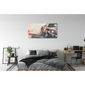 tulup.si Slika na akrilnem steklu Črn avto luč 125x50 cm 4 obešalnika