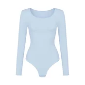 cfab Oblikovanje postave Longsleeve Sculpting Bodysuit with String nebeško modra