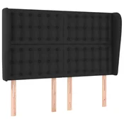 Vidaxl Vzglavje z ušesi črno 147x23x118/128 cm umetno usnje