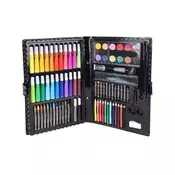 Netscroll 86-delni set barv in preostalih pripomočkov primeren za otroke in amaterske slikarje, slikarski set vsebuje barvice, voščenke, akvarelne barve, druge pripomočke in kovček za prenos, PaintingKit