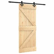 Vidaxl Drsna vrata Naravna in črna 85 x 210 cm Masiven borov les