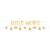 Amscan Banner Hello World - roza 176,8 x 17,8 cm