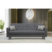 Atelier Del Sofa Raztegljiv kavč s tremi sedeži, Polya - temno siva
