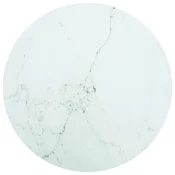 Stolna ploca bijela O 70 x 0,8 cm staklena s mramornim uzorkom