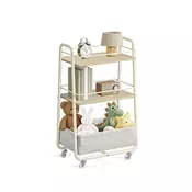 Songmics Voziček za postrežbo 3 nivoji 43x30x81 cm bež