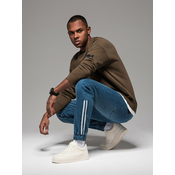 Ombre Mens denim joggers with asymmetrical stitching - blue