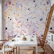 shumee Foto tapeta - Vzorec terrazzo s konfeti v vijolični in roza barvi/Vzorec terrazzo in konfeti v vijolični in roza barvi