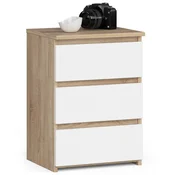 AKORD Akord Cl3/40 Nočna Omarica, 3 Predali, Hrast Sonoma/Bela, (5000332034)