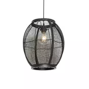 Orientalna viseča svetilka črna tkanina 35 cm - Rob
