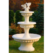 Casa Padrino baroque fountain with 2 decorative doves sand A� 120 x H. 186 cm - Magnificent garden fountain in baroque style - Round garden decoration stone fountain - Baroque garden decoration