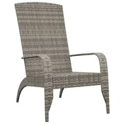 Vidaxl Vrtni Adirondack stol siv poli ratan