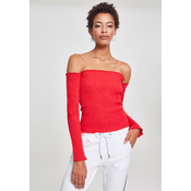 Womens Cold Shoulder Smoke L/S Fiery Red