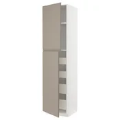 METOD/MAXIMERA Visoka omara z 2 vrati/4 predali, bela/Upplöv mat temno bež, 60x60x240 cm