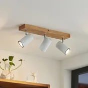 Lindby Maniva stropni reflektor, 44 cm, 3-svetlobni, bel, GU10 - Dnevna soba/jedilnica - Sodobni - svetel les, bela, krom
