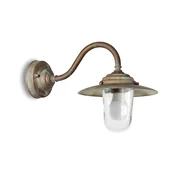 Moretti Luce Zunanja stenska svetilka Chalet, IP44, medenina, steklo, projekcija 38 cm - Antični - starinska medenina, prozorno - Kovina