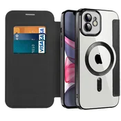 Overboard Ovitek za iPhone 11 z zapiranjem, RFID denarnica MagSafe z zaščito kamere, črn