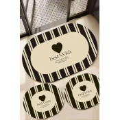 Lessentiel Maison Set prostirki za kupatilo Best Wish, 3 komada, Crno-beli