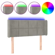 Vidaxl vidaXL Vzglavje postelje z LED svetlo sivo 103x16x78/88 cm žamet