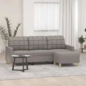 Vidaxl Kavč trosed s stolčkom za noge taupe 180 cm blago
