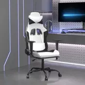 Vidaxl vidaXL igralni stol z naslonom za noge, črno-bel, umetno usnje