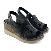 LP Fashion Ženske kožne sandale, Crne