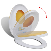 VIDAXL WC deska za odrasle/otroke (mehanizem počasnega zapiranja), bela-rumena