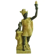 Casa Padrino Antique Style Marble Sculpture Roman with Torch Left Yellow/Gray H. 150 cm
