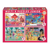 Puzzle Multi 4 Junior Park atractions+Childrens party Educa 20-40-60-80 dijelova od 4 godine