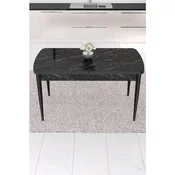 Hanah Home trpezarijski sto na razvlacenje Nex, 132 × 80 cm (razvucen 170 cm), ploca u dekoru crnog mermera, crne noge