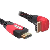 HDMI kabel z mrežno povezavo kotni 1m 4K rdeč Delock